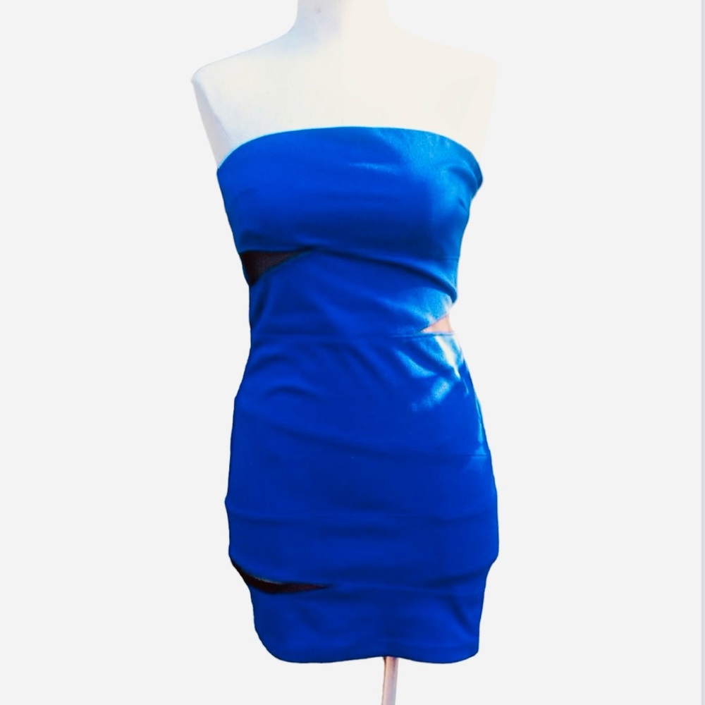Strapless Mesh Cutout Bodycon Dress